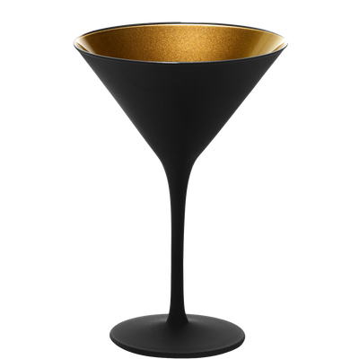 Grandezza 8 oz Matte Black & Gold Martini Glass - Set of six