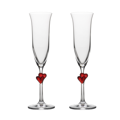 L'Amour Red Champagne Flute 6 oz - Set of two.