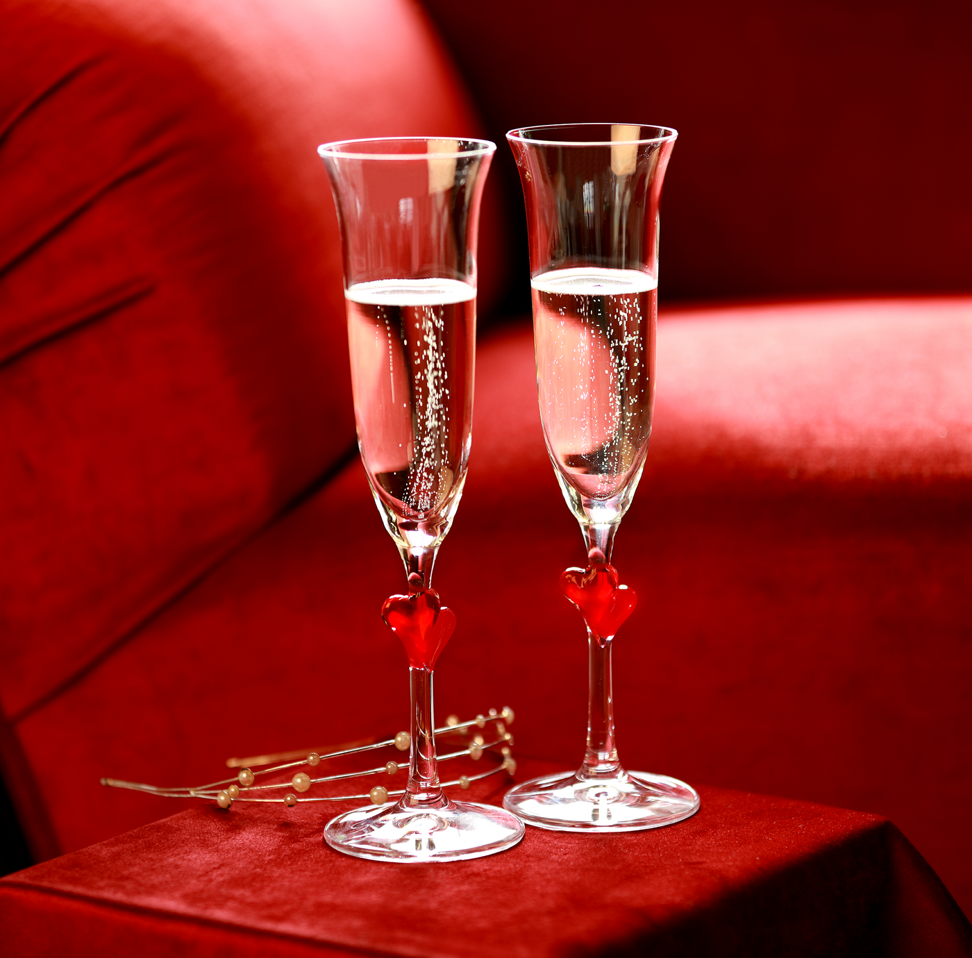 L'Amour Red Champagne Flute 6 oz - Set of two.