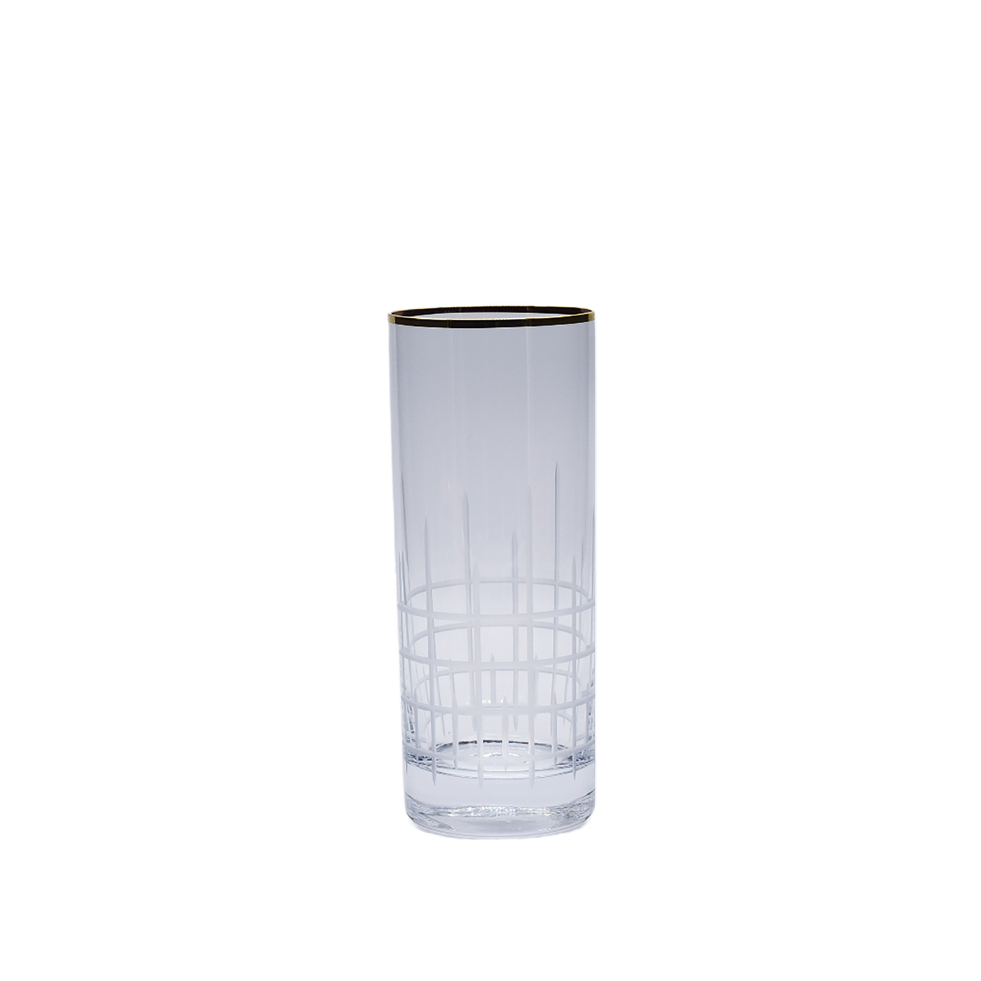 Whiskey Straight Cut Glass, Gold Rim 13 3⁄4 oz. - Set of 4