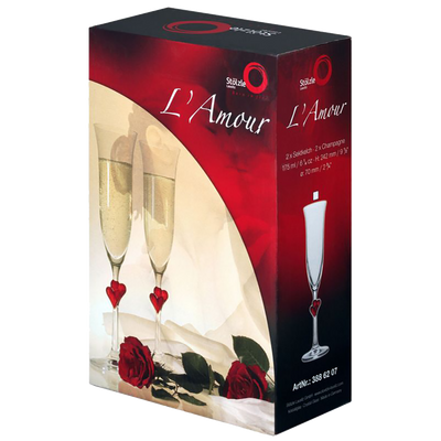 L'Amour Red Champagne Flute 6 oz - Set of eight.